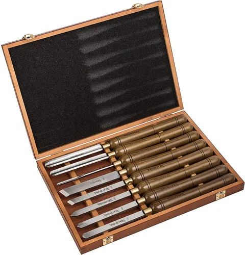 Miniatura 9 de Juego de 8 piezas de cinceles HSS para torno de madera con caja de madera