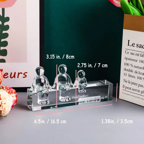 Miniatura 6 de Ornalrist Regalos de boda de cristal para el 15º aniversario para ella y él, 15 años juntos hicimos un adorno de cristal familiar para esposa, 1 niño
