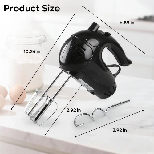 Miniatura 7 de Batidora de mano eléctrica con gancho para batidor y masa, mezclador de cocina de 5 velocidades ajustables, batidora de mano de expulsión de un solo