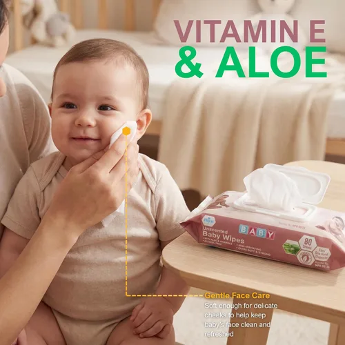 Miniatura 8 de MED PRIDE Toallitas húmedas para bebés sin perfume, paquete de 12 (80 toallitas cada una), aloe y vitamina E, sin alcohol y sin parabenos, toallitas