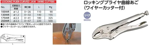 Miniatura 2 de KYOTO TOOL (KTC), alicates de bloqueo curvados (con cortador de alambre) 100WR