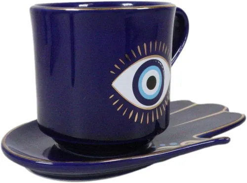 Miniatura 6 de Ebros Gift Wicca Occult Evil Eye Of Providence With Hamsa Quirología Quirología Palmistry Taza de café Taza de té con platillo Juego de vasos Wicca