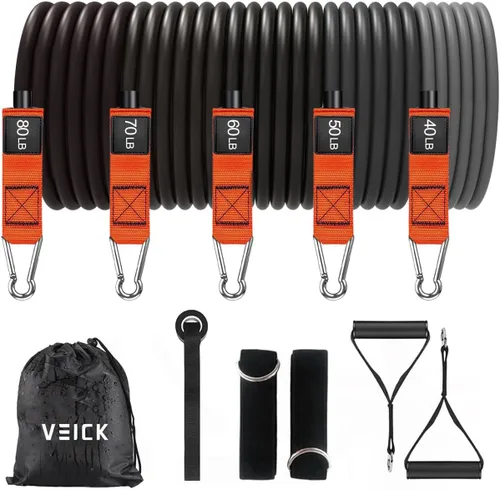 Miniatura 23 de VEICK Bandas de resistencia, bandas de ejercicio, bandas de entrenamiento, bandas de resistencia para entrenar con asas para hombres y mujeres
