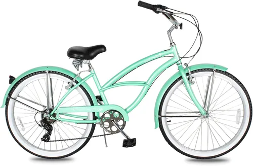 Miniatura 10 de MICARGI Bicicleta híbrida para adultos de 24/26 pulgadas, bicicleta híbrida de 1/7 velocidades para mujeres, hombres, personas mayores, bicicleta