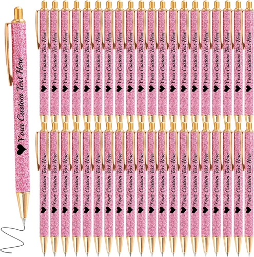 Miniatura 23 de Hasta 100 bolígrafos personalizados a granel con nombre, bolígrafo con purpurina personalizable, logotipo de negocios, mensaje de texto, regalo