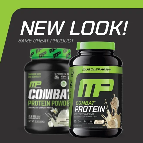 Miniatura 2 de MusclePharm - Proteína en polvo de combate, sabor a vainilla, alimenta los músculos para entrenamientos productivos, 5 fuentes de proteína