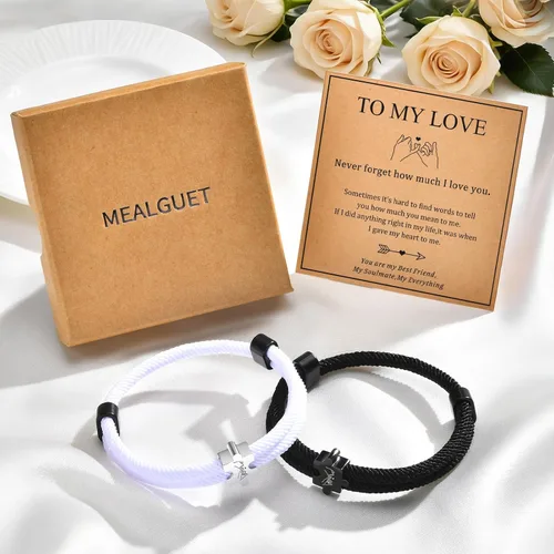 Miniatura 3 de Pulseras para parejas para él y ella: To My Love His Hers Pinky Promise - Juego de pulseras de cuerda a juego para hombres, mujeres, novio, novia