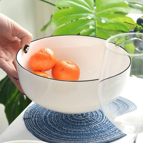 Miniatura 7 de Houlu Tazones de sopa de 40 onzas, cuencos de cereales, cuencos Pho, cuencos de ensalada, cuencos de porcelana blanca hueso, juego de 4, 7 pulgadas