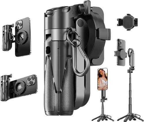 Mini trípode magnético para selfie stick compatible con MagSafe para iPhone | Portable Selfie Stick/Tripod for iOS & Android Phones, Ideal for