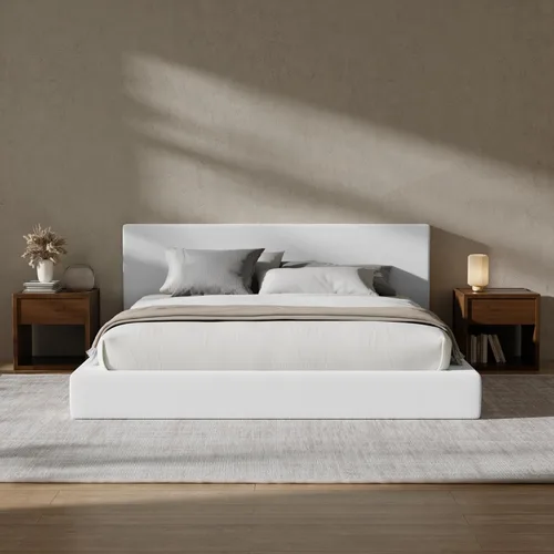 Miniatura 10 de RECCI Cloud - Base de cama Queen tapizada con cabecero, plataforma acolchada de espuma de 5 pulgadas, sin somier, fácil montaje (crema)