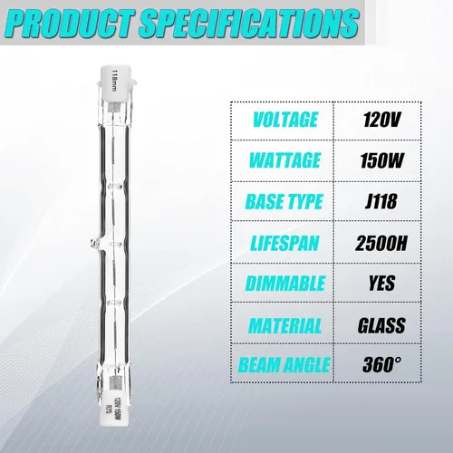 Miniatura 4 de R7S - Bombillas halógenas T3 de 3.071 in, 120 V, 100 W, 2700 K, luz blanca cálida, regulables, bombillas de doble extremo para trabajo, luces