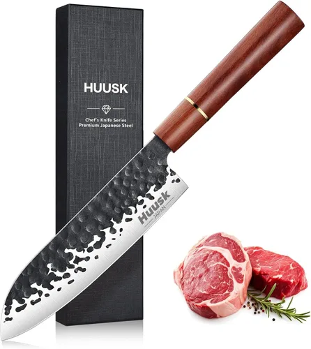 Miniatura 10 de Huusk Juego de Cuchillos de Cocina Japonés - 3 piezas Cuchillo de Damasco VG10 forjado a mano, Cuchillo para deshuesar para cortar carne, Cuchillos