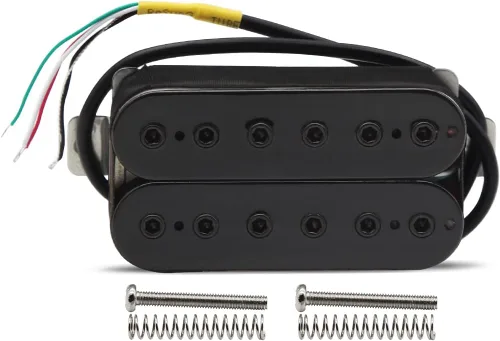Miniatura 10 de FLEOR Alnico 5 Pastillas de cuello y puente para guitarra eléctrica, doble bobina Humbucker, color negro Cuello negro (7-8K)+Puente (8-9K) Conjunto