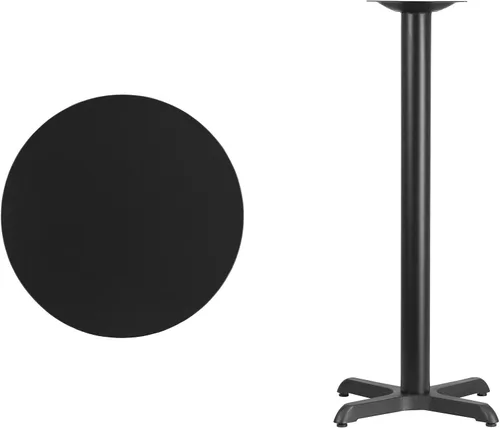 Miniatura 4 de Flash Furniture Stiles - Mesa redonda laminada negra de 24 pulgadas con base de mesa de altura de barra de 22 x 22 pulgadas Negro