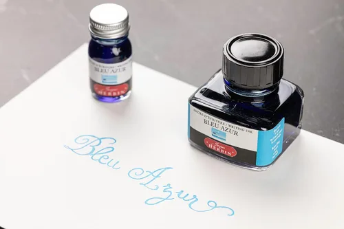 Miniatura 7 de Tinta para pluma estilográfica Herbin - Botella de 30 ml - Bleu Azur