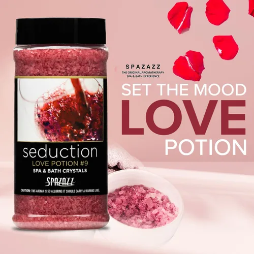 Miniatura 3 de Spazazz Juego de regalo romántico para parejas: cristales de spa de aromaterapia para bañera de hidromasaje con minerales, 17 onzas, poción de amor