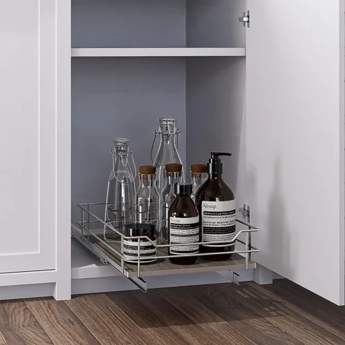 Miniatura 2 de Home Zone Living Organizador de gabinete de cocina extraíble con cajón deslizante para almacenamiento que ahorra espacio, 14"A x 21"L, acabado