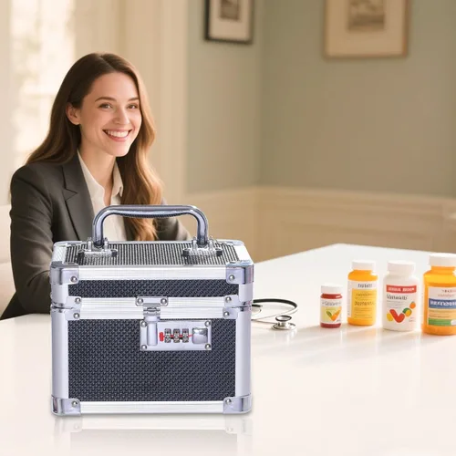 Miniatura 2 de Cajas pequeñas con cerradura de combinación para medicamentos con código para artículos personales, caja de seguridad para medicamentos y documentos