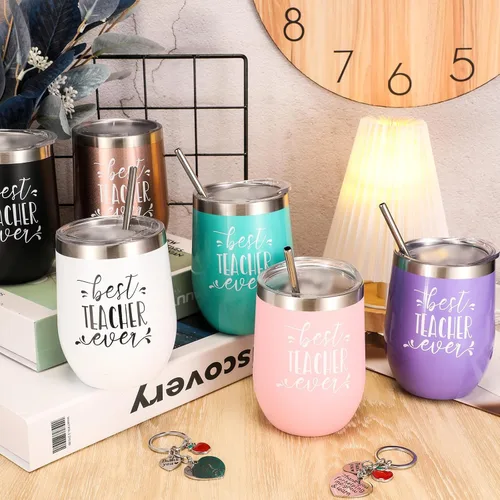 Miniatura 5 de Didaey Juego de 24 piezas de regalo de agradecimiento a los profesores, vaso de vino de 12 onzas para mujeres, regalos de graduación de cumpleaños