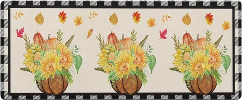 Miniatura 7 de Tapete de baño de calabaza y girasol a cuadros para bañera, antideslizante, de secado rápido y absorbente, de tierra de diatomeas, para fregadero