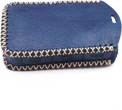 Miniatura 5 de Funda de cuero para llavero remoto inteligente de 4 botones para Volvo XC40 XC60 XC90 S90 S60 V60 V90 2019 2020 2021 2022 2023 (azul)