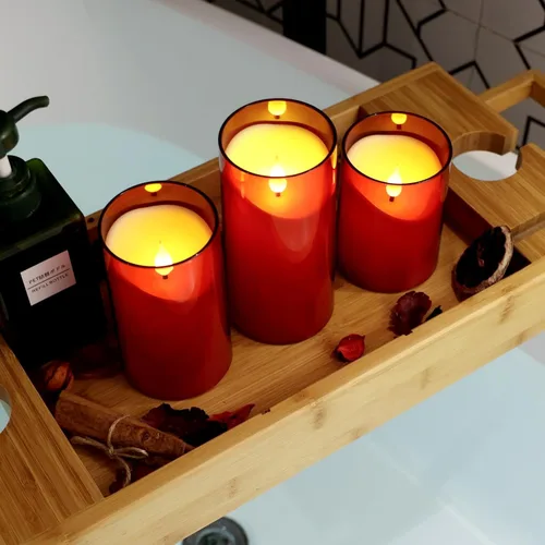 Miniatura 9 de NURADA Velas sin llama con temporizador remoto: juego de velas falsas de pilar LED de mecha 3D que funcionan con pilas para bodas, cumpleaños, día