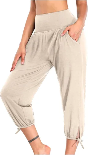 Miniatura 156 de Pantalones capri para mujer, estilo casual, de verano, elásticos, de cintura alta, pantalones de yoga, ajuste atlético, pantalones deportivos