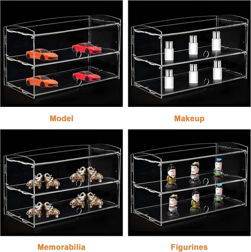 Miniatura 6 de Vitrina de acrílico de 2 niveles para panadería pastelería vitrina de 19 x 9 x 15 pulgadas, vitrinas de mostrador de exhibición de acrílico, estante