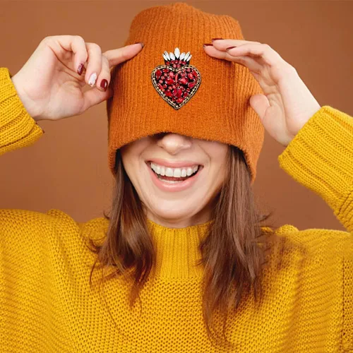 Miniatura 4 de INFUNLY 3 piezas de parches de cuentas de diamantes de imitación de corazón de cristal rojo, parches decorativos hechos a mano con apliques