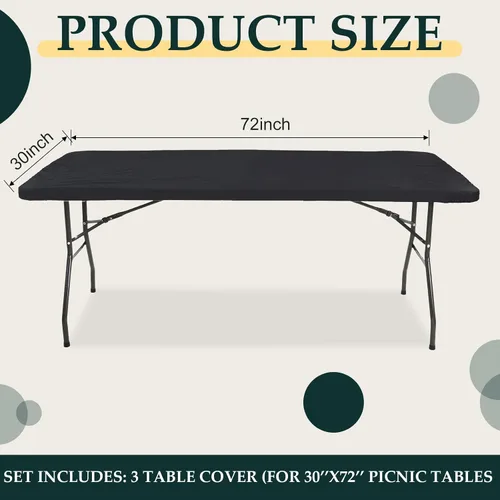 Miniatura 5 de Oudain Mantel rectangular de plástico para mesa de pícnic, 3 piezas, 30 x 72 pulgadas, vinilo impermeable con parte trasera de franela con borde