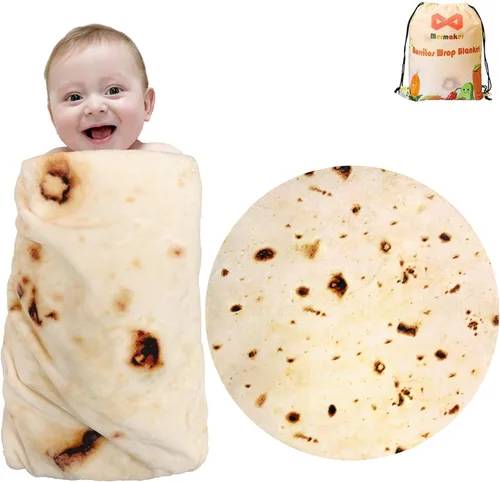 Miniatura 20 de mermaker Cobija de doble cara con estampado de tortilla para burritos Beige