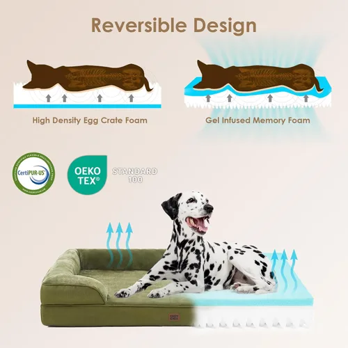 Miniatura 38 de EHEYCIGA – Cama ortopédica impermeable para perros pequeños, de espuma viscoelástica tipo caja de huevos, con bordes elevados y base antideslizante