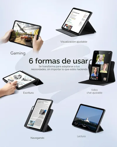 Miniatura 3 de ESR Funda para iPad Air de 11 pulgadas M3/M2 (2025/2024), Funda para iPad Air de 5ª/4ª generación (2022/2020) de 10.9 pulgadas con soporte para Negro