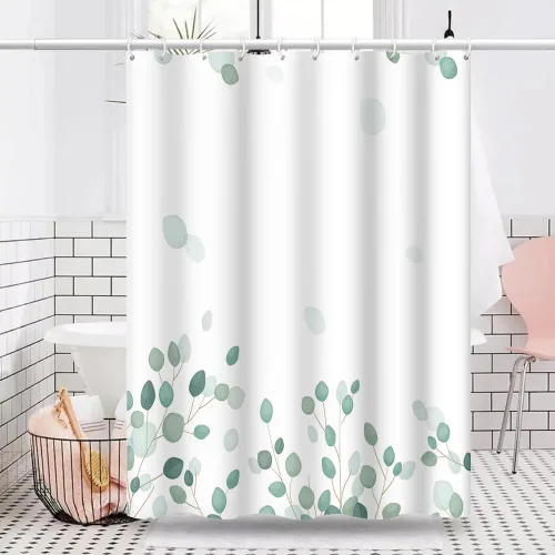 Miniatura 8 de Cortinas de ducha botánicas verdes de 36 x 72 pulgadas, hojas de eucalipto naturales de primavera para minimalismo moderno, decoración de baño, tela