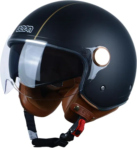 Miniatura 10 de Open Face Motorcycle Helmet for Adults, DOT Approved,3/4 Retro Vespa Helmet, Dual Visors Men's and Women's Motorbike Casco for Moped Cruiser Bobber