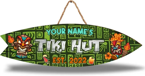 Miniatura 20 de Artsy Woodsy Letrero de madera personalizado con estampado de barra Tiki (no tallado ni neón), decoración de verano, cartel de piscina, patio