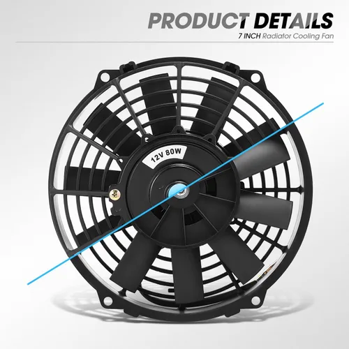 Miniatura 7 de DNA Motoring Ventilador de radiador delgado de enfriamiento eléctrico de alto rendimiento de 7 pulgadas con kit de montaje, negro, 2 piezas