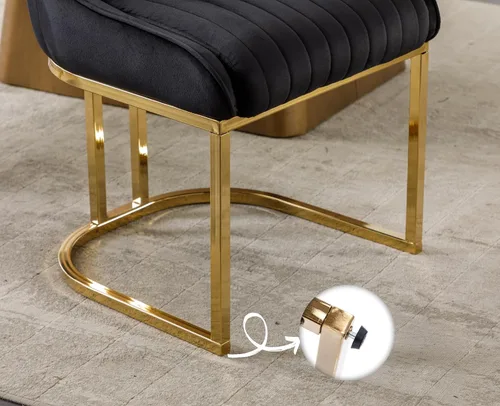 Miniatura 6 de EALSON Sillas tapizadas de terciopelo para comedor, juego de 2 sillas modernas de acento para el comedor con base dorada de metal, sillas cómodas