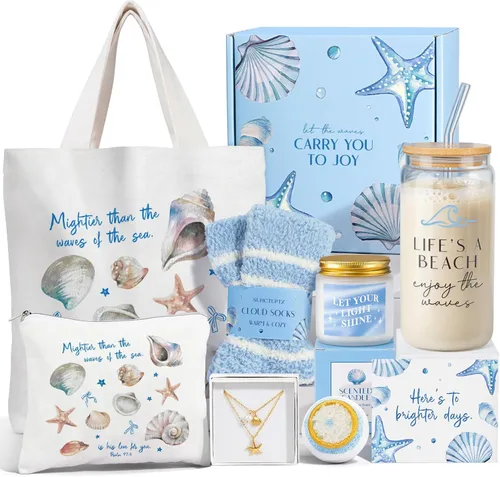 Regalos para mujeres, 8 piezas de regalos de feliz cumpleaños del océano para mujeres, ideas de Navidad, cestas de regalo inspiradoras para que te