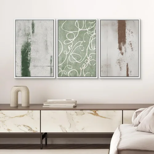 Miniatura 53 de SIGNWIN Lienzo enmarcado para pared, arte con pinceladas de flujo neutro en tonos beige abstractos, ilustraciones, arte moderno, decorativo