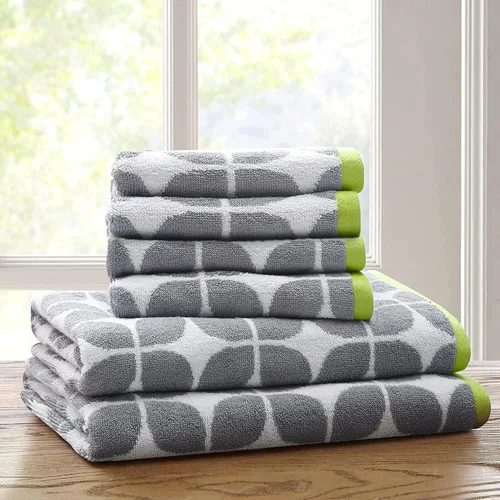 Miniatura 10 de Intelligent Design Lita - Juego de toallas de baño de algodón, jacquard altamente absorbentes, 6 piezas incluyen 2 toallas de baño y 4 toallas