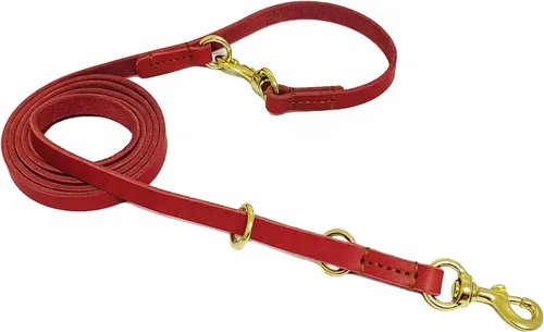 Miniatura 11 de LWBMG Correa de cuero para perro de 8 pies, correas de cuero multifunción 6 en 1 para perros, manos libres, cuerpo cruzado, cinturón de cintura Negro