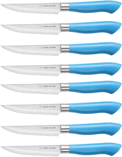 Miniatura 10 de Dura Living Juego de 5 cuchillos de cocina de corte ecológico, cuchillas de acero inoxidable de alto carbono con asas ergonómicas ecológicas, Gris