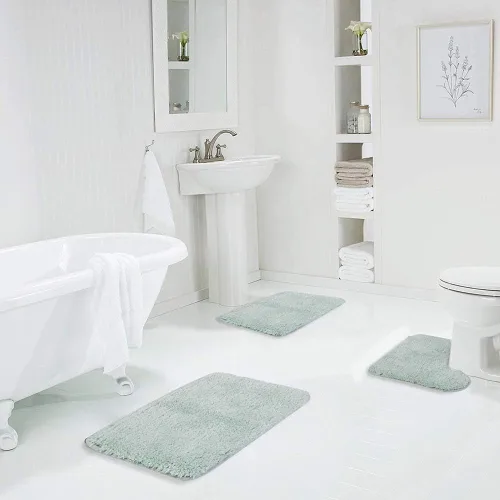 Miniatura 3 de Walensee - Juego de tapete antideslizante para baño, mullido, de suave microfibra, absorbente de agua, lavable a máquina, alfombra de felpa gruesa