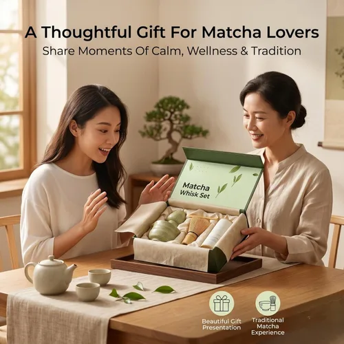 Miniatura 6 de Juego de 7 batidores de matcha, kit de cerámica con cuenco, batidor y soporte de bambú, cuchara de bambú, tamiz y toalla de té, juego de regalo