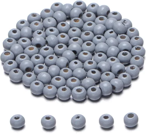 Miniatura 45 de AD Beads Cuentas de madera con espacio libre para manualidades, cuentas de madera con agujero grande surtidas para hacer collares, pulseras