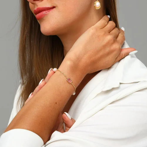 Miniatura 4 de XYJZXY Pulsera de perlas pequeñas de oro chapada en oro de 18 quilates, pulsera barroca de perlas de agua dulce para mujer, pulsera ajustable