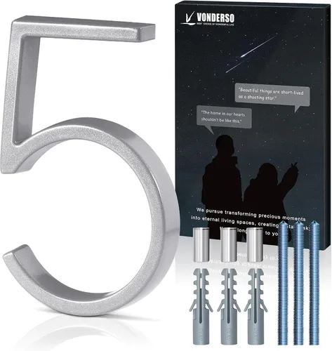 Miniatura 26 de VONDERSO Números flotantes de casa de 5 pulgadas para exteriores, números de dirección modernos de metal antioxidante (3), números de buzón Negro 3