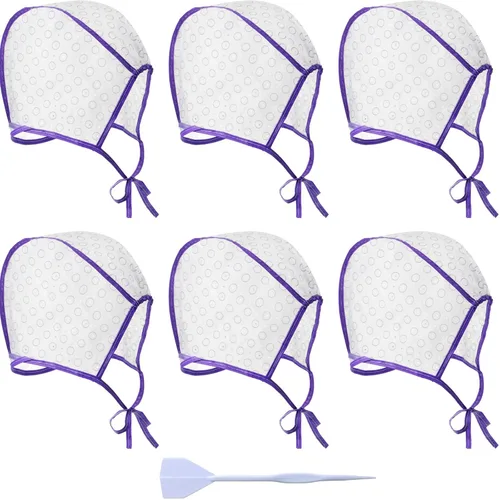 Miniatura 7 de 6 piezas de tapa de resaltado para el cabello Frosting Cap Highlight para color de tinte con ganchos de plástico para colorear el cabello, kit