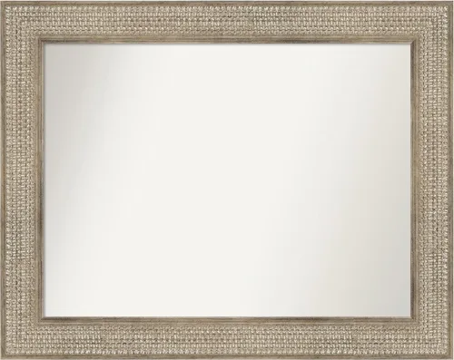 Miniatura 317 de Amanti Art Espejo de baño plateado para sobre fregadero, 26 x 26 pulgadas, espejo cuadrado de níquel pulido, marco de madera tradicional mediano, se